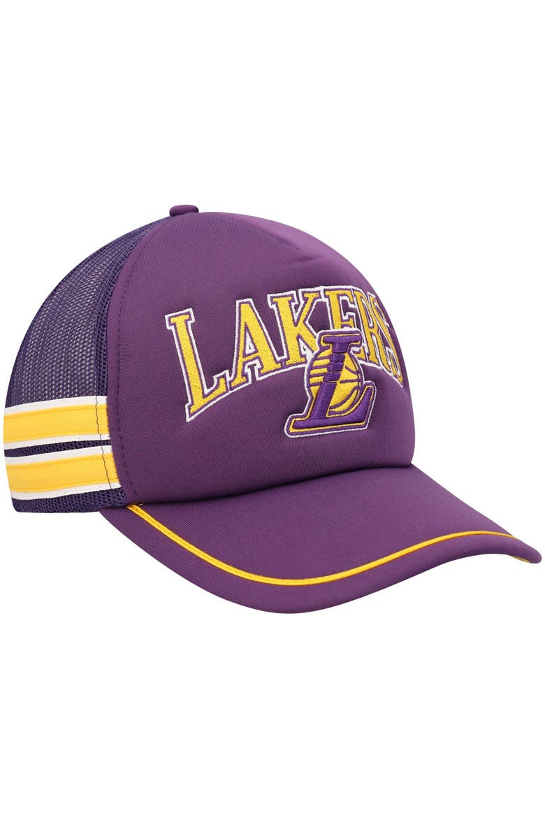 Men's '47 Purple Los Angeles Lakers Sidebrand Stripes Trucker Adjustable Hat, Alternate, color, Purple