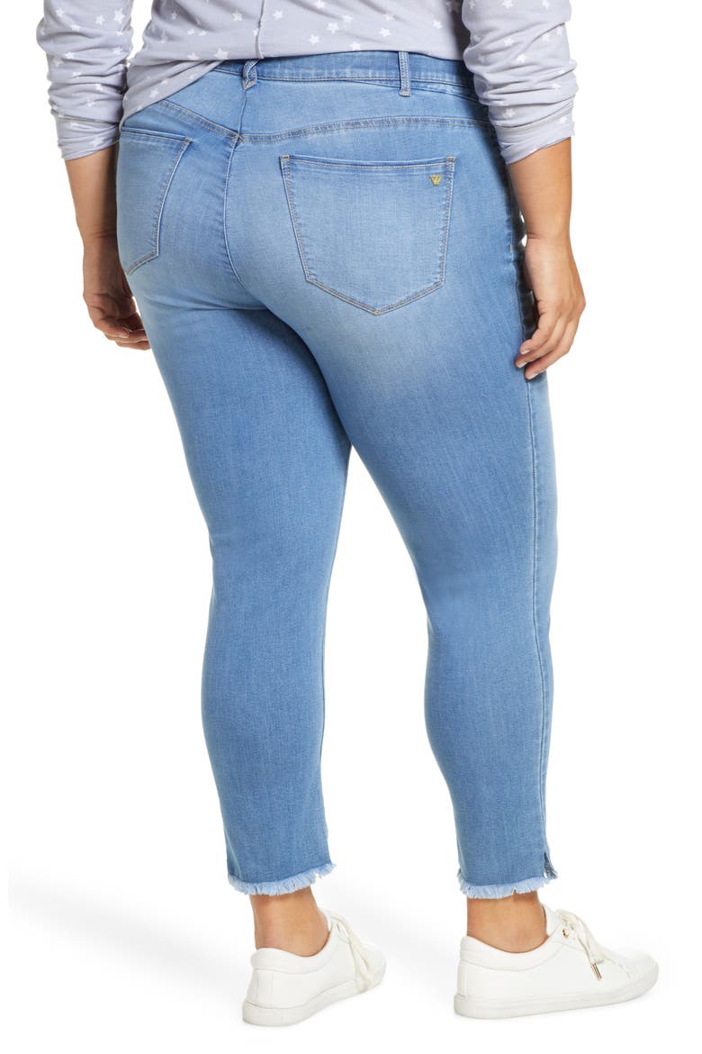 Ab-Solution High Waist Frayed Ankle Skinny Jeans (Nordstrom Exclusive), Alternate, color, LIGHT BLUE