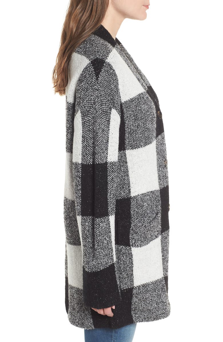 BLANKNYC Buffalo Check Cardigan, Alternate, color, 