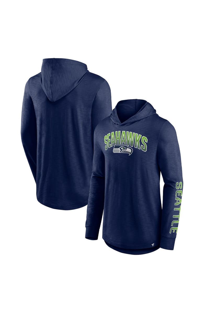 FANATICS Men's Fanatics Branded College Navy Seattle Seahawks Front Runner Long Sleeve Hooded T-Shirt, Alternate, color, Navy