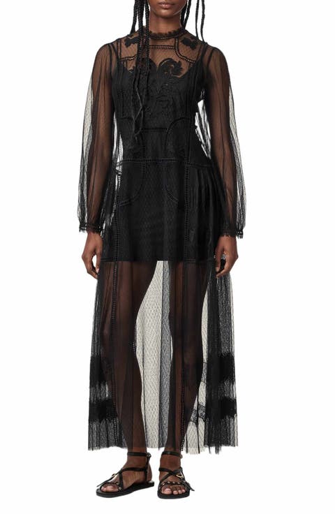 Cesca Embroidered Tulle Maxi Dress
