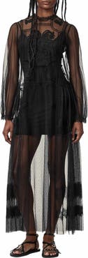 AllSaints Cesca Embroidered Tulle Maxi Dress