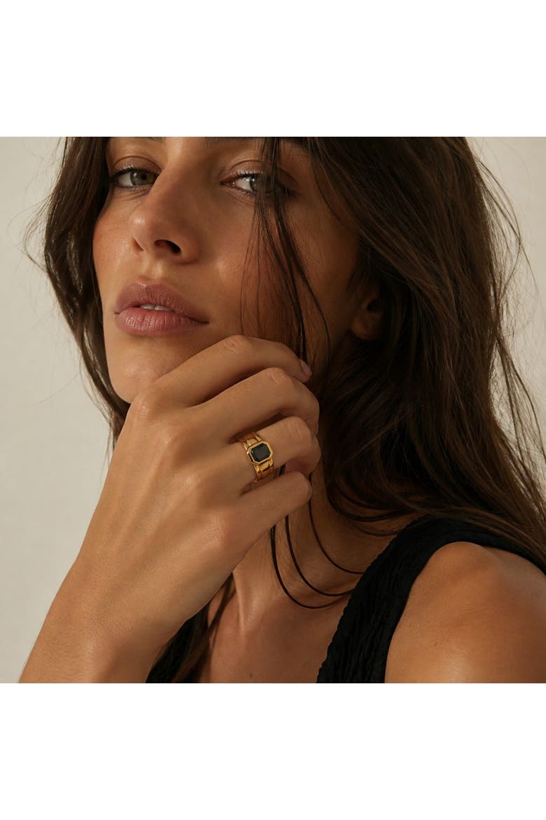 Plated Stainless Steel Chunky Ring, Alternate, color, Black