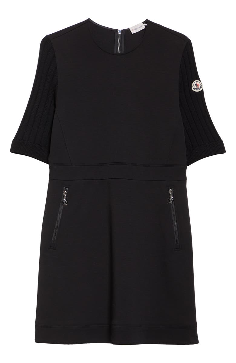 Moncler Mixed Media Fit & Flare Minidress, Alternate, color, 
