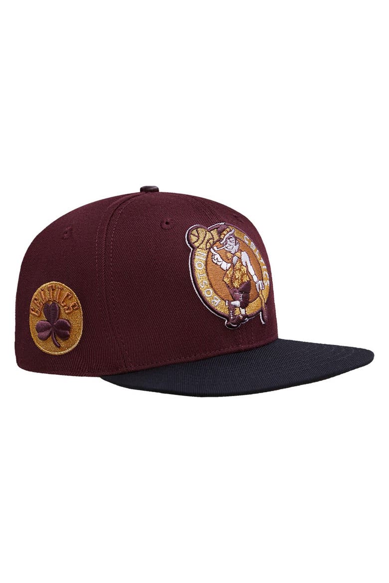 Men's Pro Standard Maroon/Black Boston Celtics Gold Rush 2-Tone Snapback Hat, Main, color, Maroon