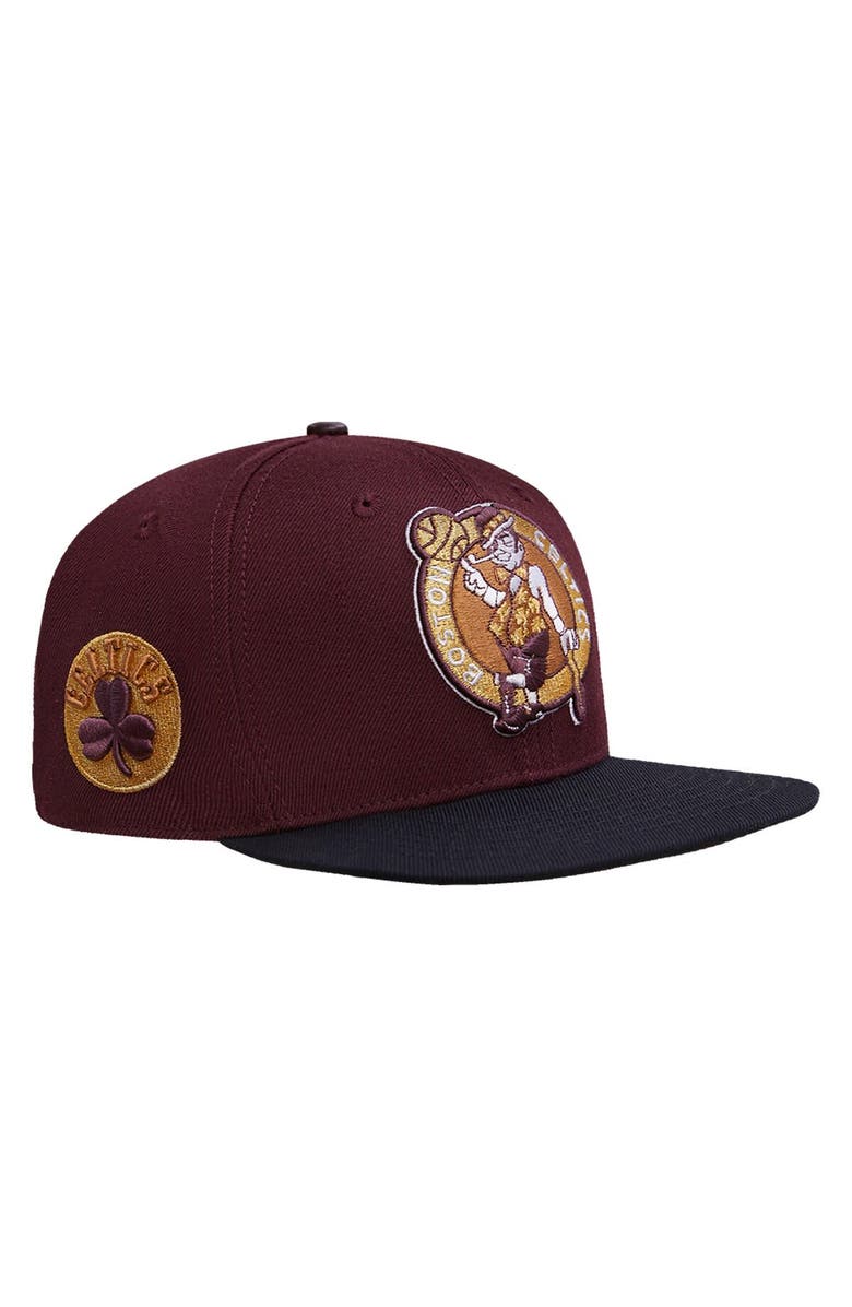 PRO STANDARD Men's Pro Standard Maroon/Black Boston Celtics Gold Rush 2-Tone Snapback Hat, Main, color,
