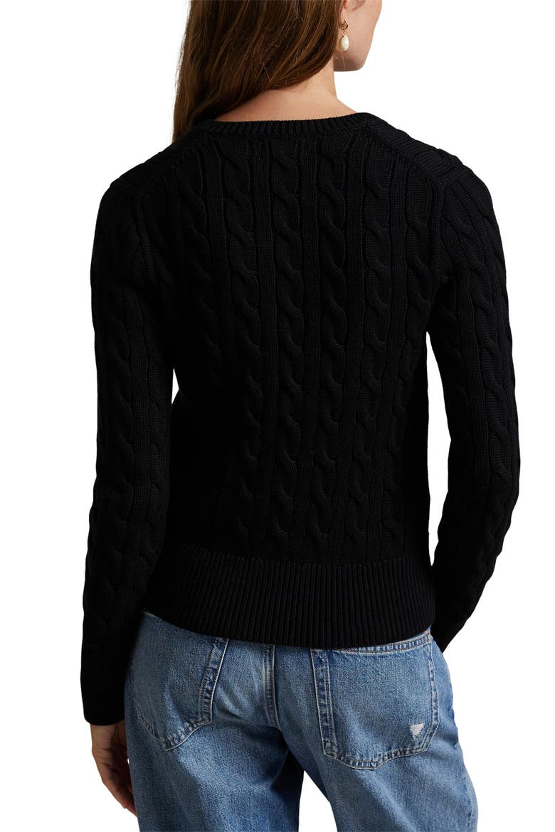 Cable Knit Cotton Blend Cardigan, Alternate, color, POLO BLACK