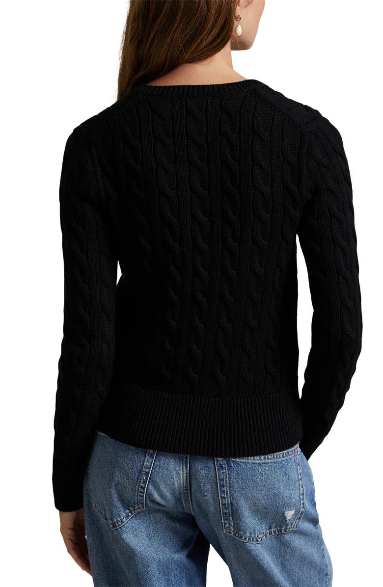 Polo Ralph Lauren Cable Knit Cotton Blend Cardigan, Alternate, color, Polo Black