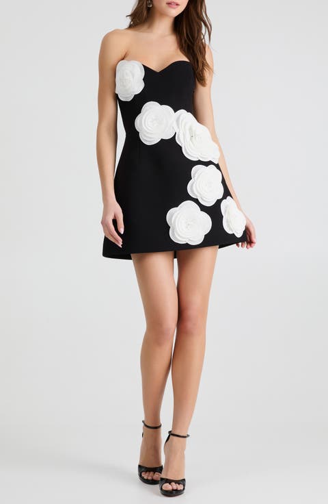 Gia Floral Appliqué Strapless Minidress