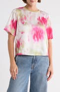 DKNY Print Scarf Twill Short Sleeve Top