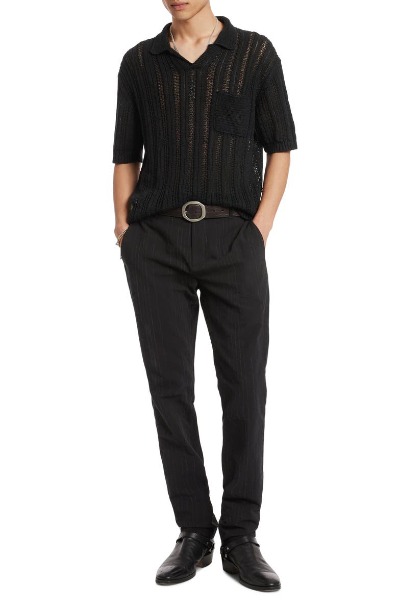 John Varvatos Odin Short Sleeve Textured Linen Sweater, Alternate, color, 