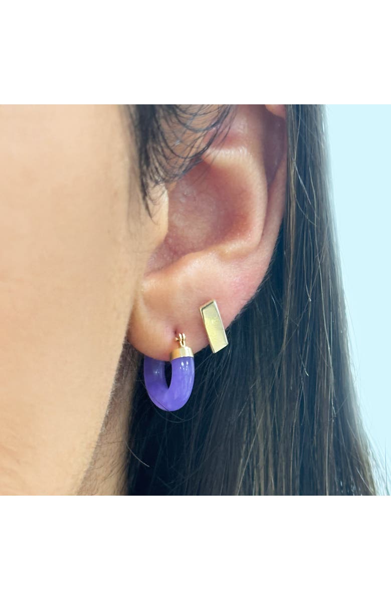 The Lovery Fine Jewelry Lavender Jade Hoop Earrings, Alternate, color, Lavender Jade