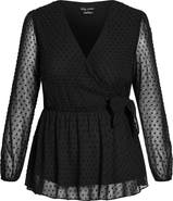 City Chic Wild Dobby Faux Wrap Top