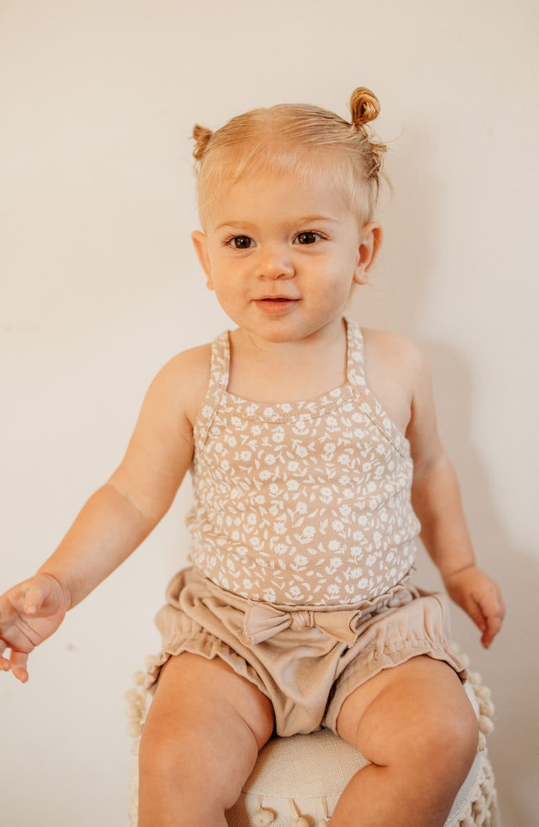L'ovedbaby Print Organic Cotton Tank Bodysuit & Bloomers Set, Alternate, color, Oatmeal Ditsy Floral