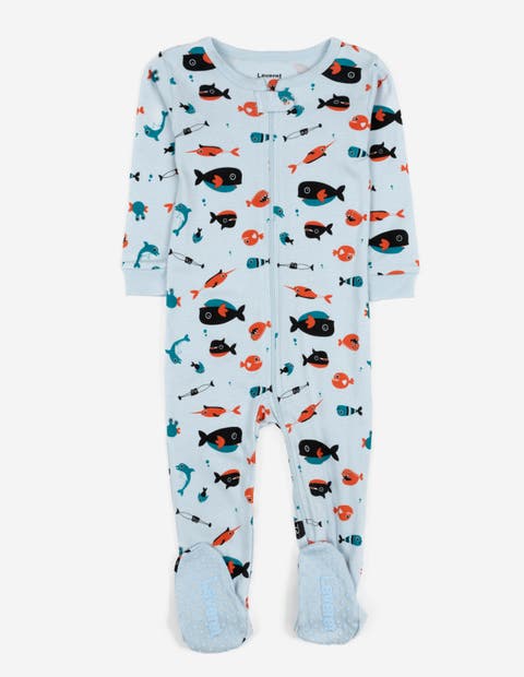 Kids Cotton Footed Printed Pajamas, Animal, Holiday & Fun Prints (Toddler, Little Kid & Big Kid)