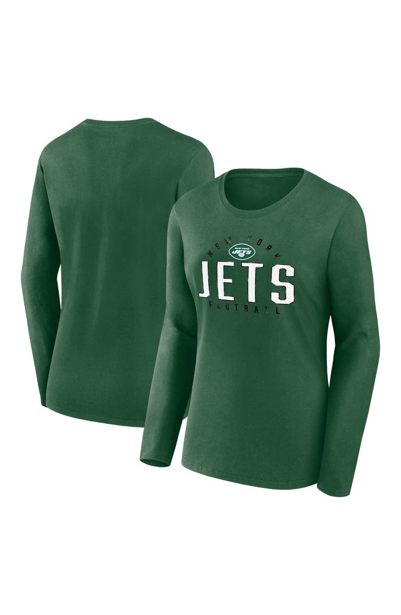 FANATICS Women's Fanatics Branded Green New York Jets Plus Size Foiled Play Long Sleeve T-Shirt, Main, color,