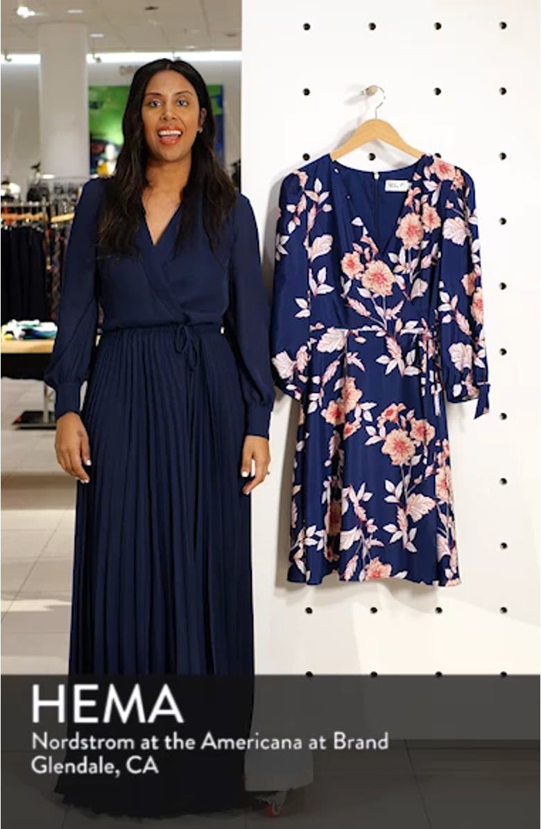 Floral Print Faux Wrap Dress, sales video thumbnail