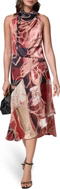 Donna Karan New York Burnout Sleeveless Cowl Neck Dress