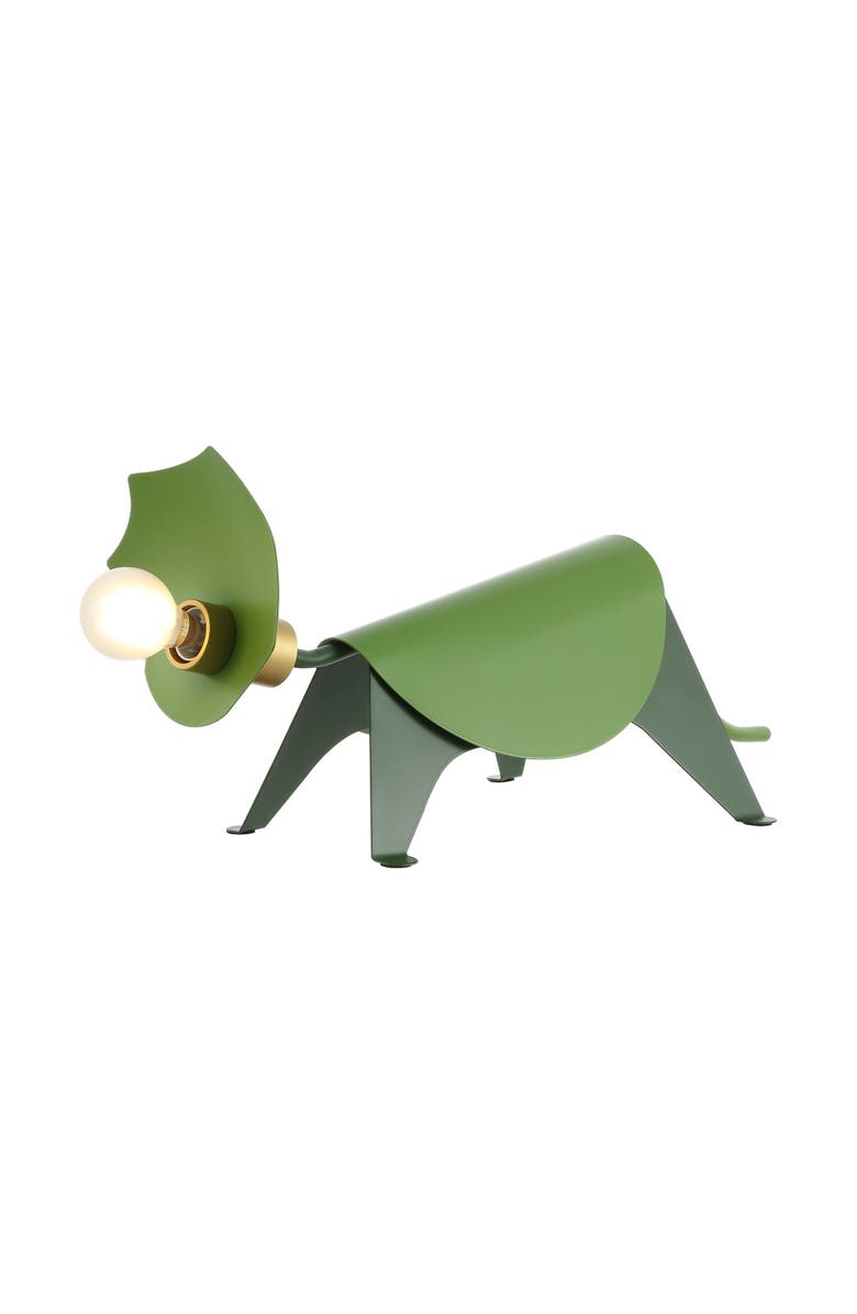 JONATHAN Y Gretchen Modern Industrial Iron Triceratops LED Kids' Lamp, Main, color, Green