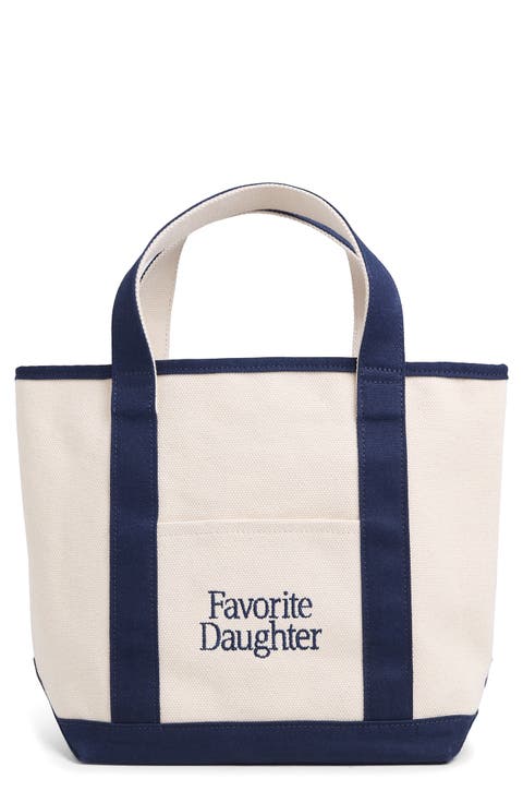 Small Logo Embroidered Canvas Tote