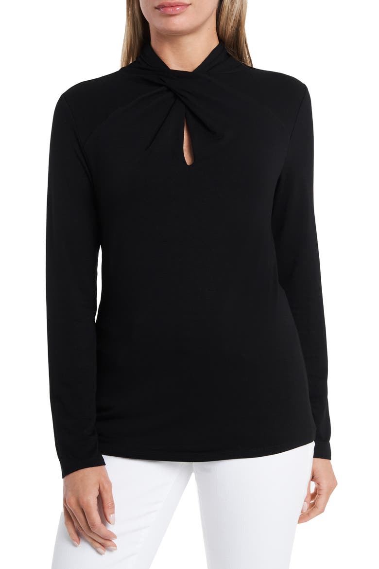 Twist Neck Top, Main, color, RICH BLACK