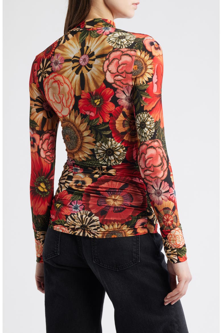 Flowershop Long Sleeve Mock Neck Jersey Top, Alternate, color, BLACK