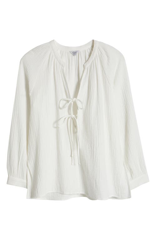 Rails Brielle Organic Cotton Gauze Tie Neck Top In White