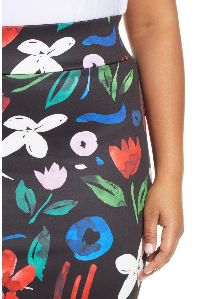 Floral Neoprene Pencil Skirt, Alternate, color, BRIGHT ON CUE