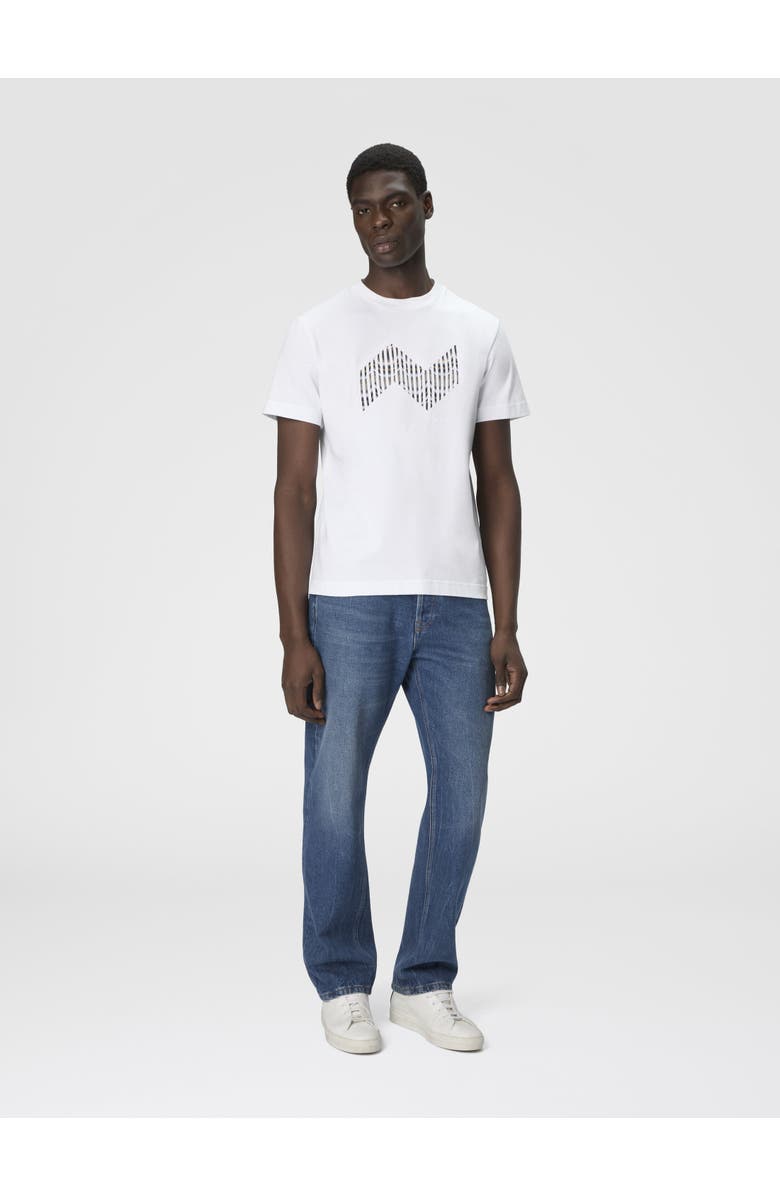 Missoni Short Sleeve T-shirt With Geometric Zigzag Insert And Logo, Alternate, color, Multicoloured