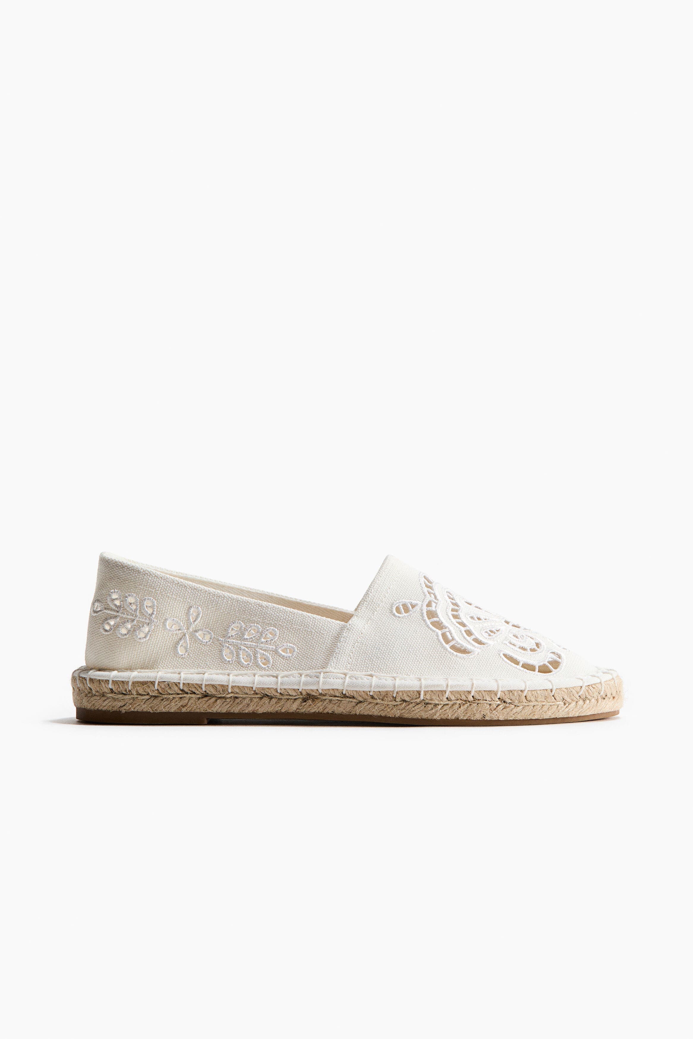 H&M Broderie Anglaise Espadrilles, Alternate, color, White