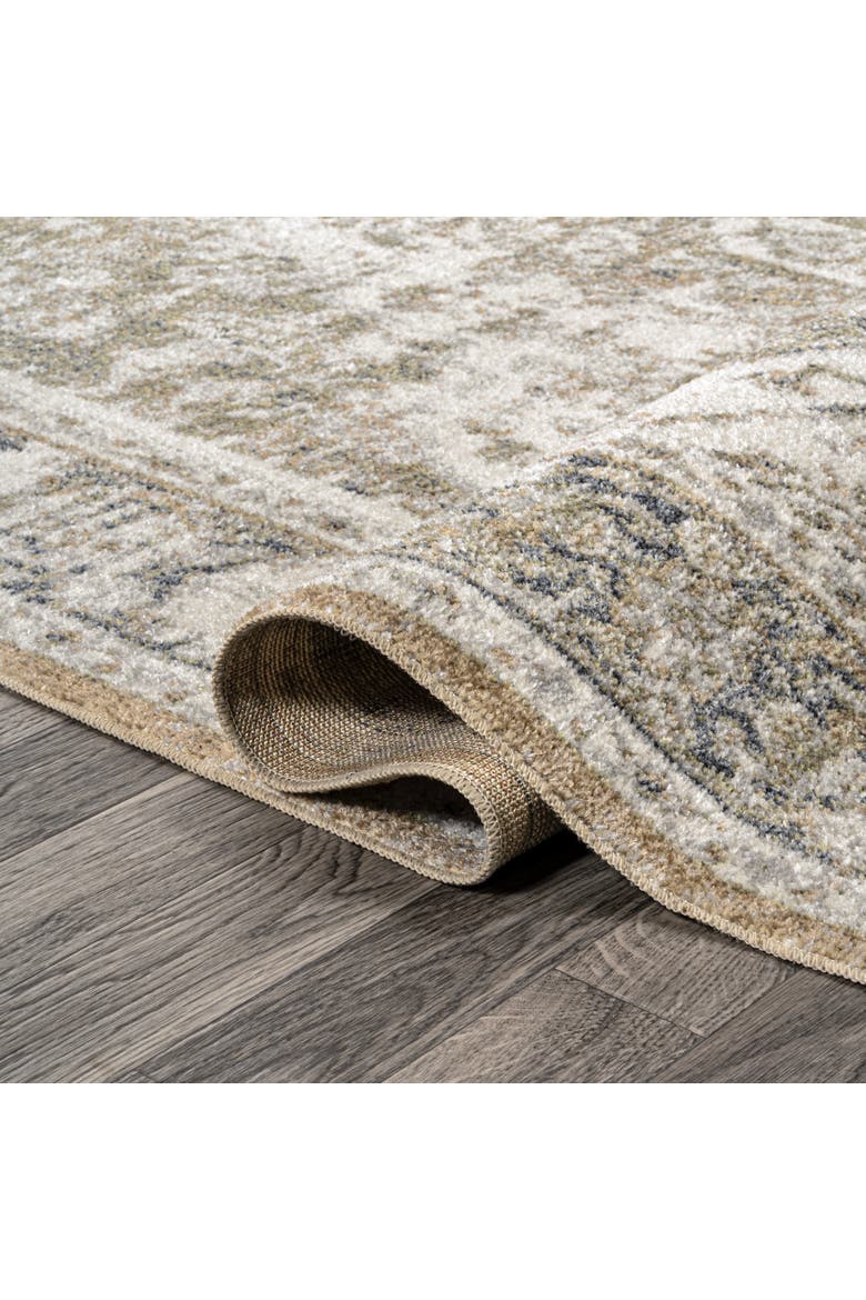 Keesha Bold Distressed Medallion Low-Pile Machine-Washable Area Rug, Alternate, color, Green/Cream