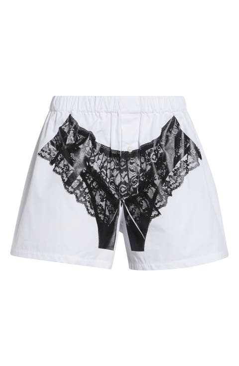 Trompe l'Oeil Lingerie Poplin Boxer Shorts