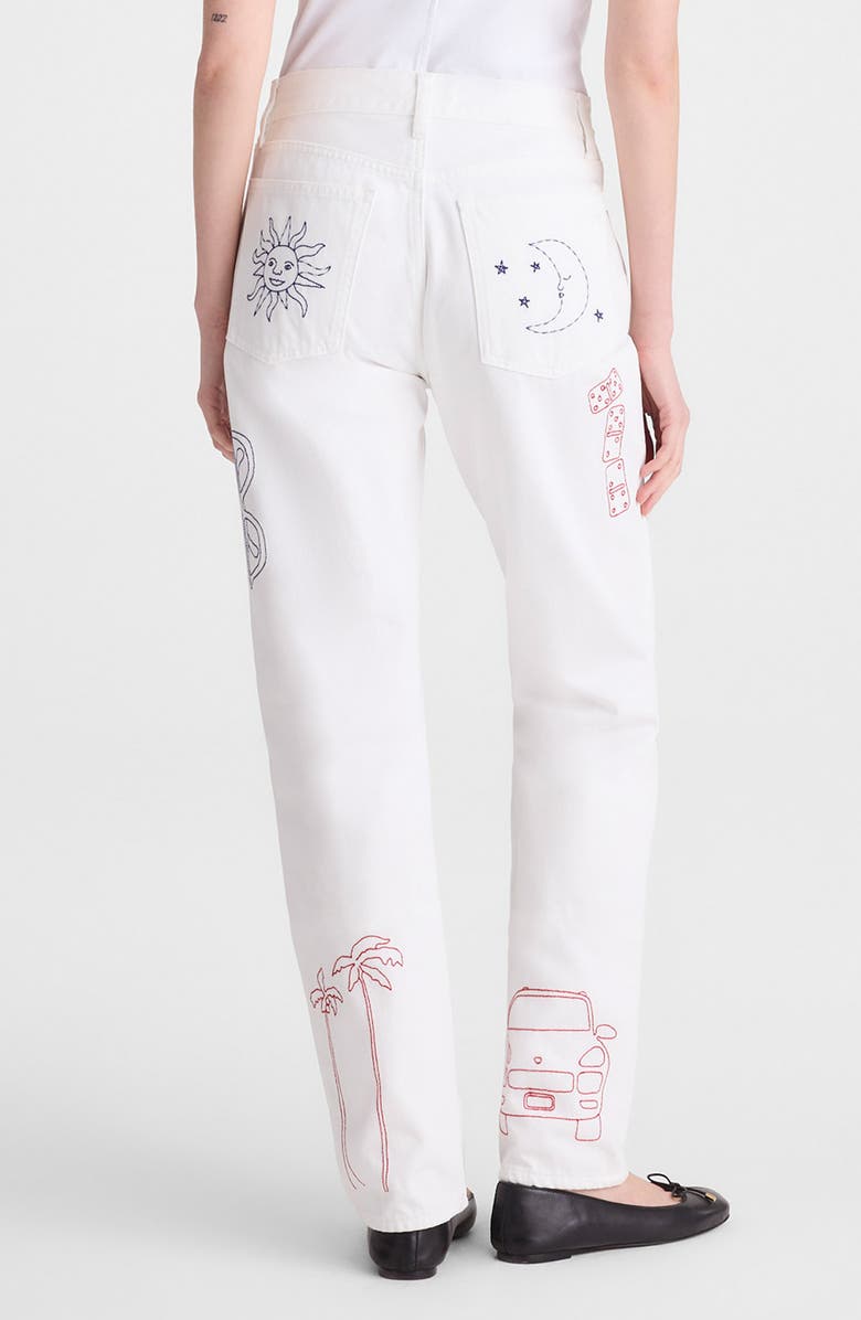 Madewell Embroidered Slim Boyfriend Jeans, Alternate, color, Tile White