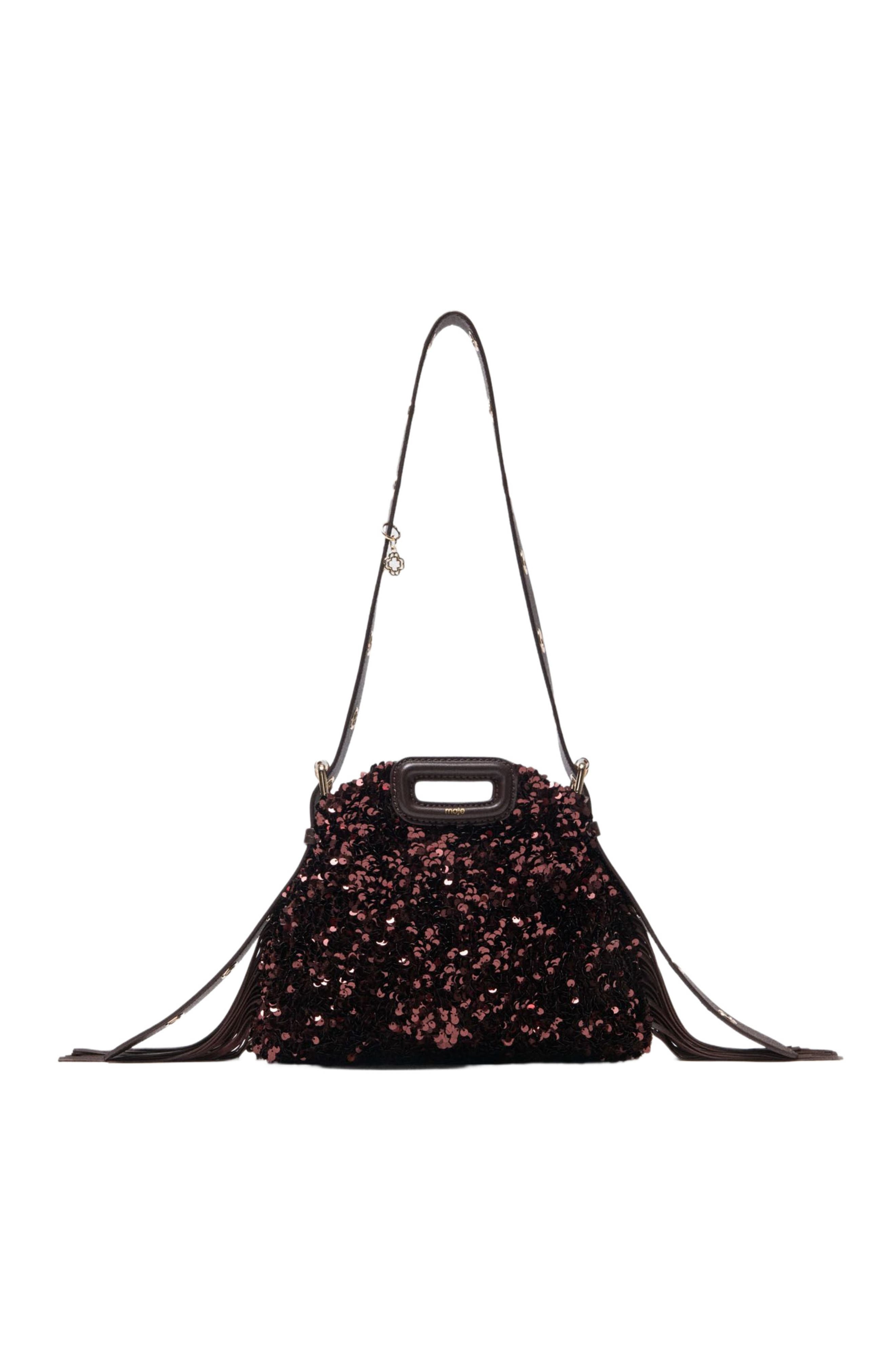 maje Miss M mini sequinned bag, Main, color, Brown