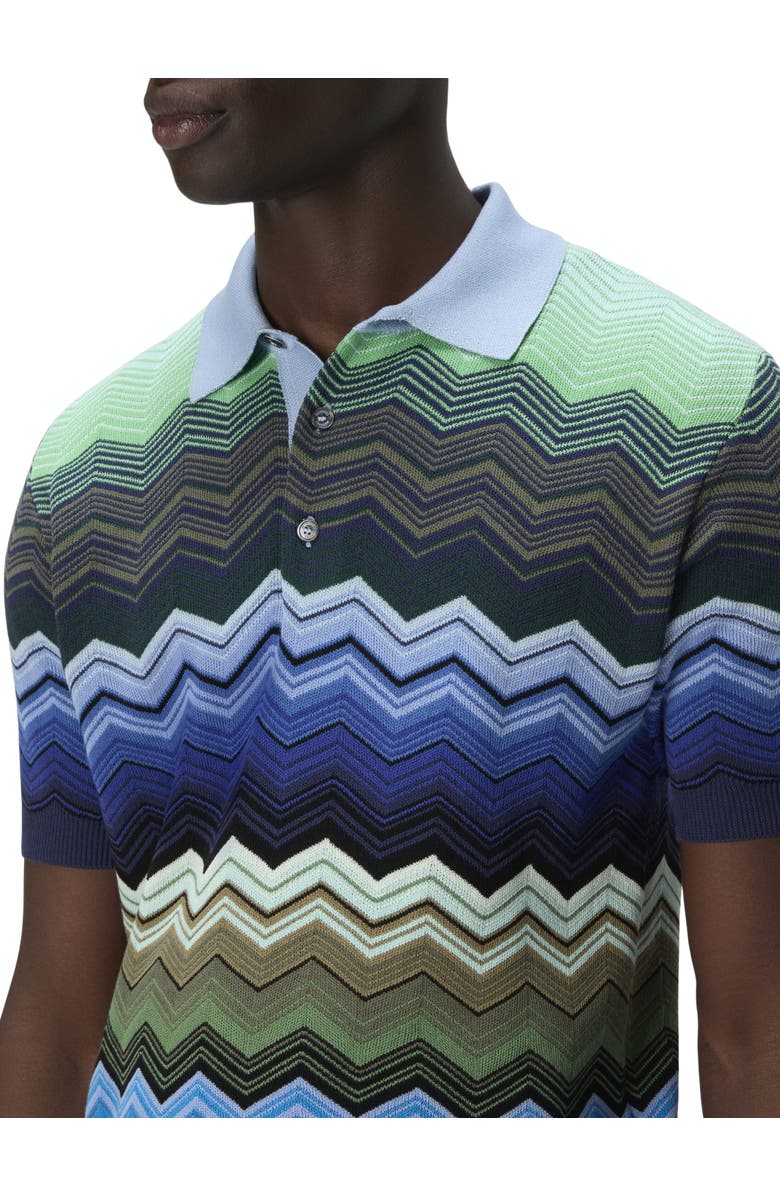 Missoni Zig Zag Cotton Knit Polo Shirt With Contrasting Piping, Alternate, color,