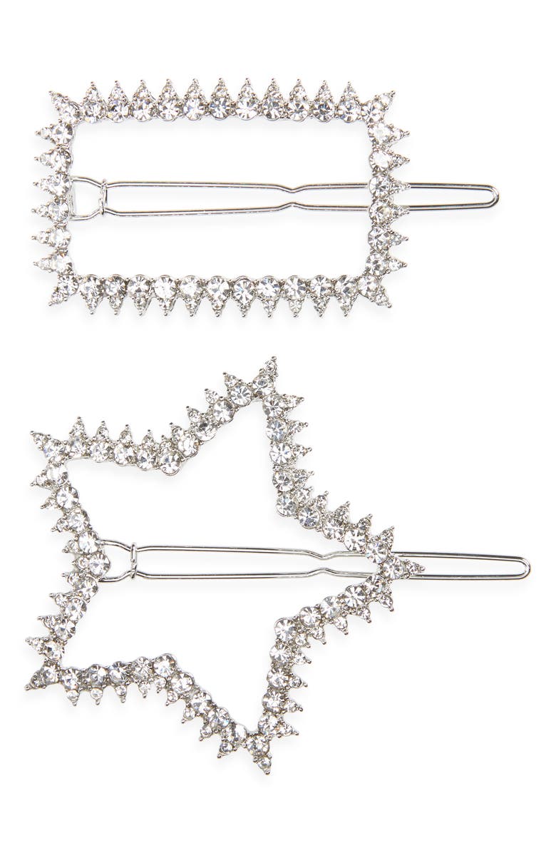 Cara 2-Pack Crystal Barrettes, Main, color, 