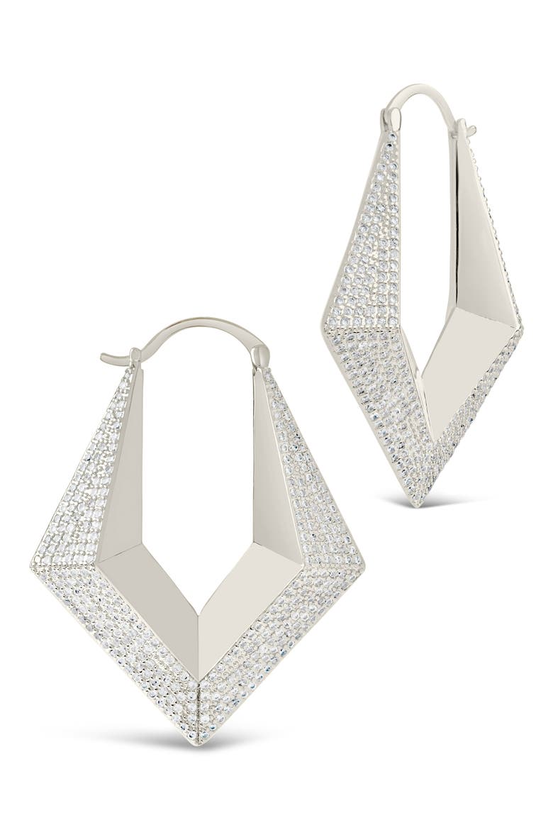 Charlize Pavé Hoop Earrings, Main, color, SILVER