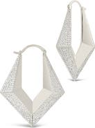 Sterling Forever Charlize Pavé Hoop Earrings