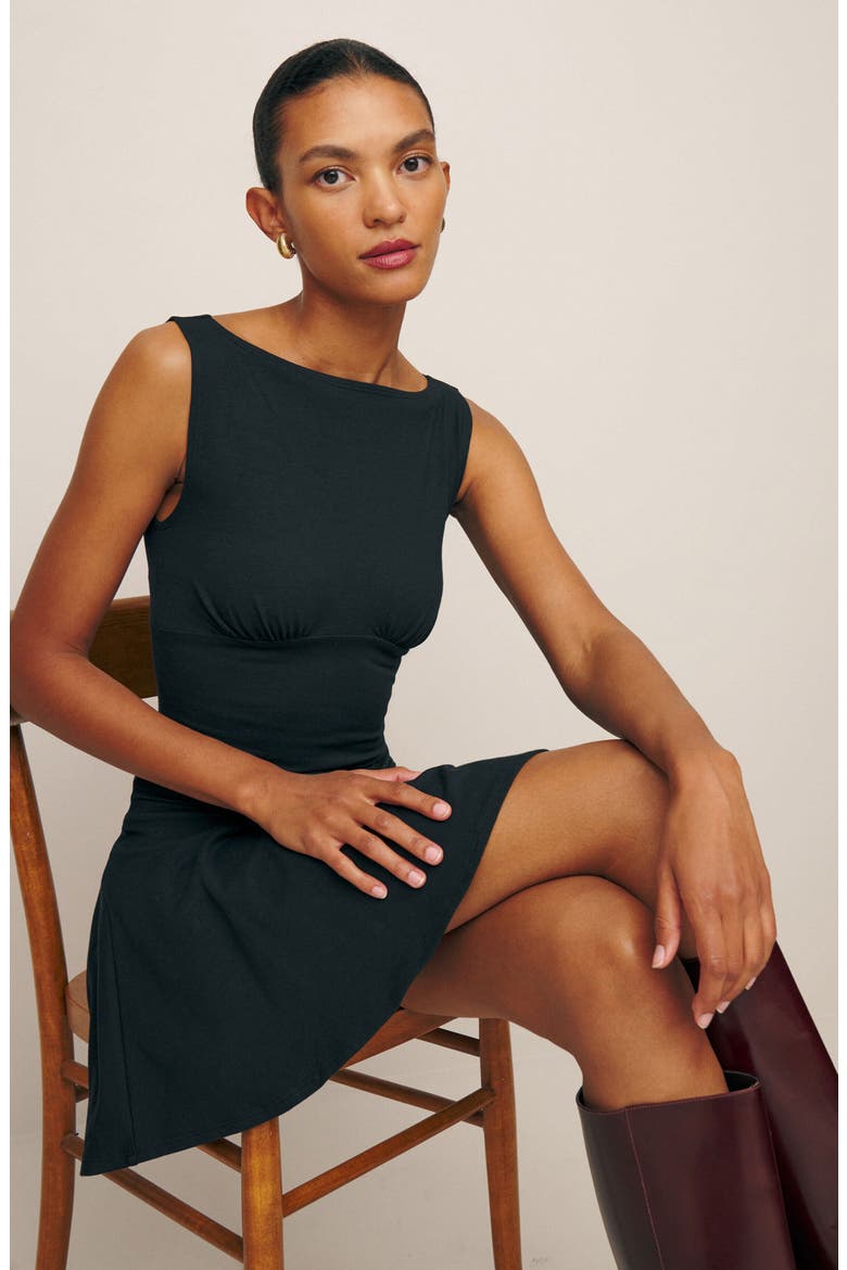 Mayve Sleeveless Knit Skater Minidress, Alternate, color, BLACK
