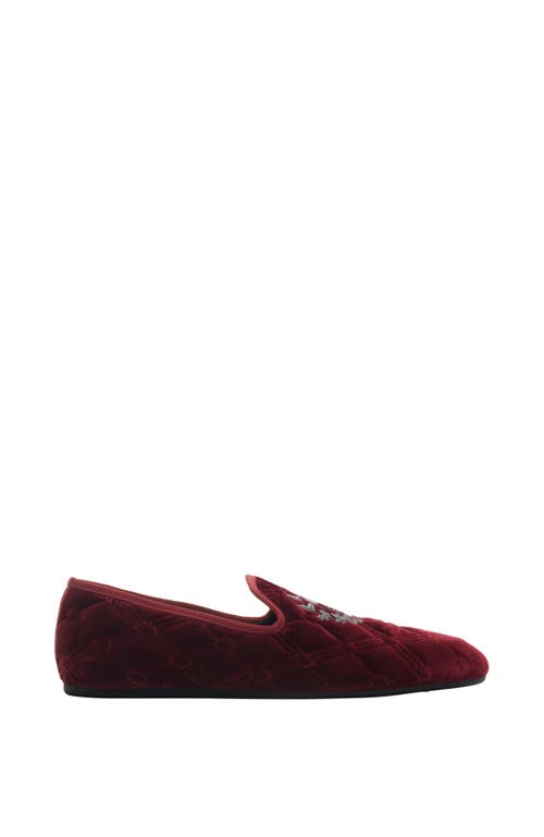 Burberry Quilted Velvet Estate Slippers In Burgundy