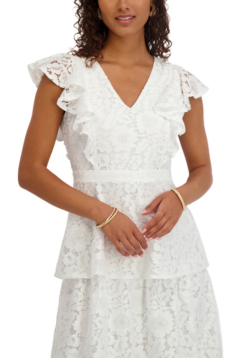 Floral Lace Midi Dress, Alternate, color, WHITE