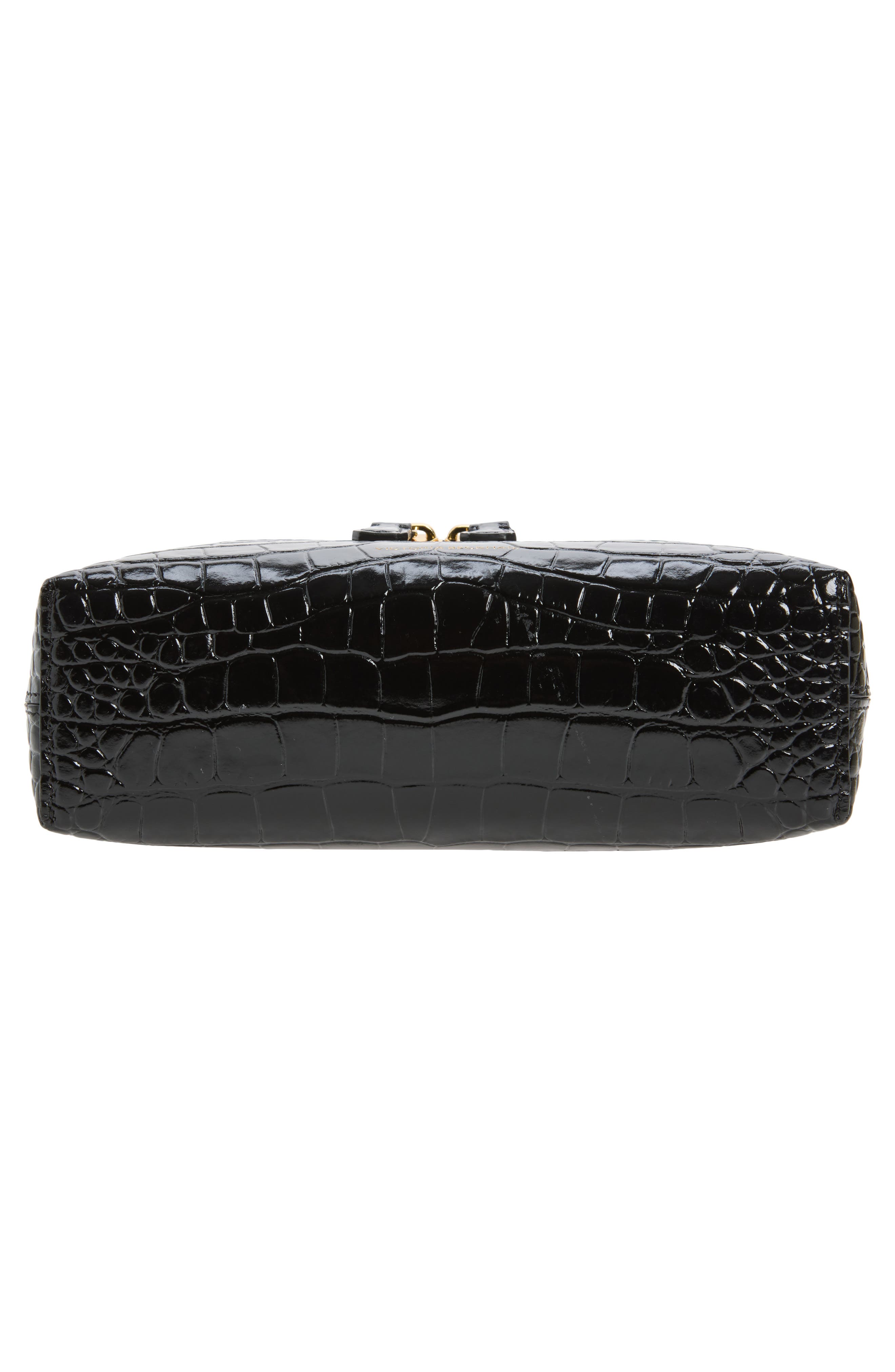 Dorian Croc Embossed Leather Vanity Case Bag, Alternate, color, BLACK