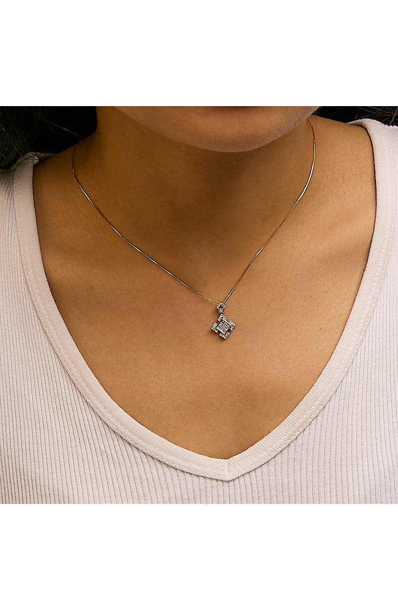 Haus of Brilliance 10K Yellow Gold 3/8 Cttw Princess Diamond Geometric Pendant Necklace, Alternate, color, Yellow Gold