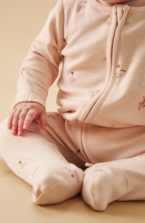 Mori Print Zip One-piece Footie Pajamas In Ballerina Print