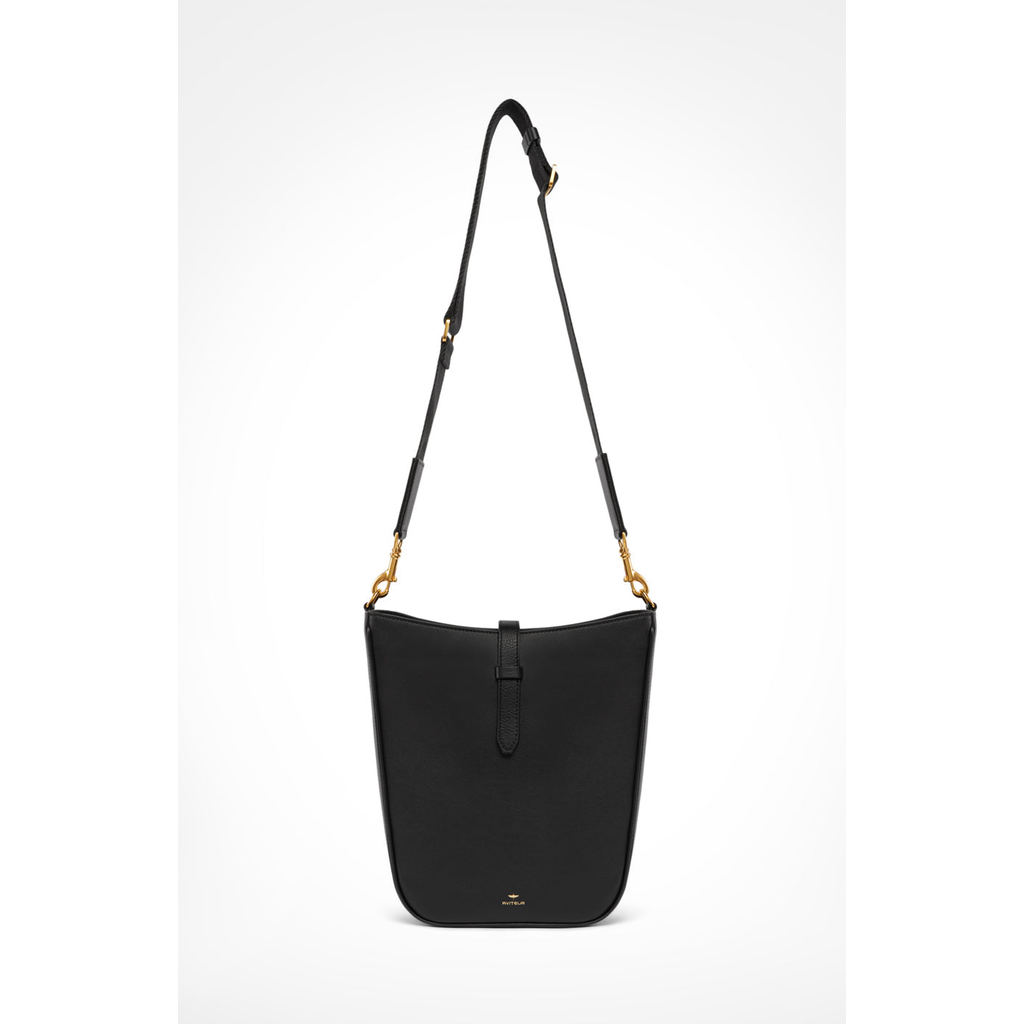 Aviteur Gigi Signature Weave Calfskin Shoulder Bag In Black