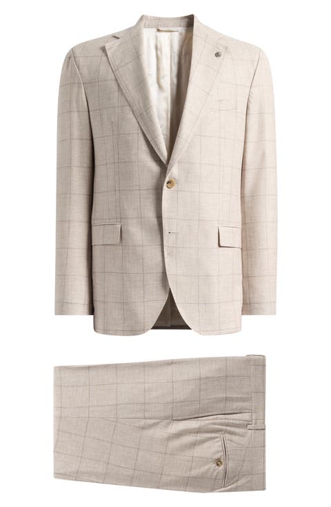 250th Capsule Mason Regular Fit Tan Mélange Windowpane Check Super 150s Wool Suit