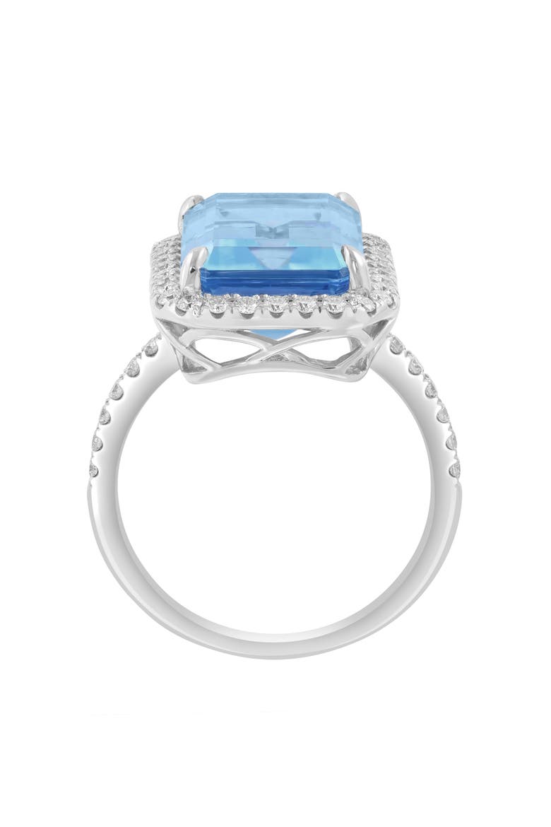 Sterling Silver Blue Topaz & Zircon Halo Ring, Alternate, color, BLUE