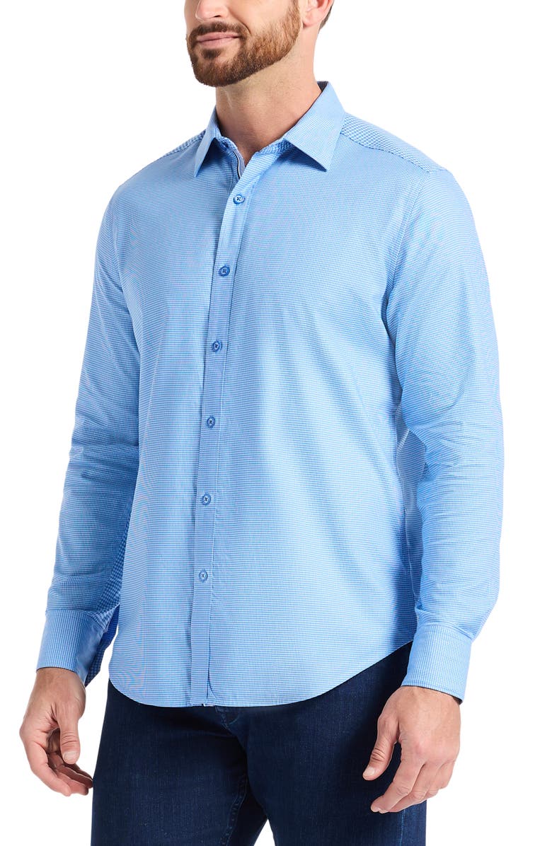 Robert Graham Kenmare Long Sleeve Stretch Cotton Button-Up Shirt, Alternate, color, Blue
