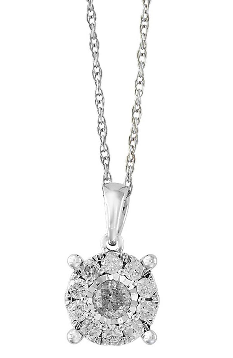 EFFY 14K White Gold Diamond Disc Pendant Necklace - 0.49 ctw, Main, color, 