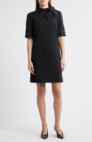 Julia Jordan Bow Neck Faux Pearl Trim Sheath Dress